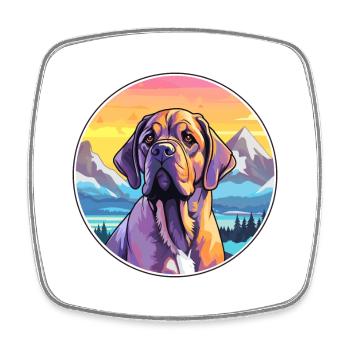 Alpine Mastiff Dog Breed Cartoon Kawaii Watercolor - Square fridge magnet - white - Front