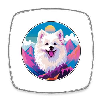 Américain Esquimau chien race Cartoon Kawaii Watercolo - Magnet carré - blanc - Devant
