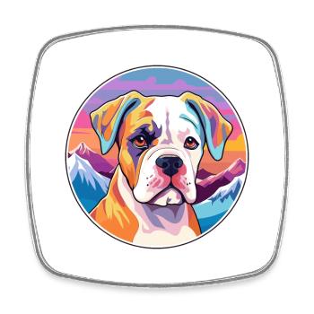 Bouledogue américain chiot chien race dessin animé Kawaii Wa - Magnet carré - blanc - Devant