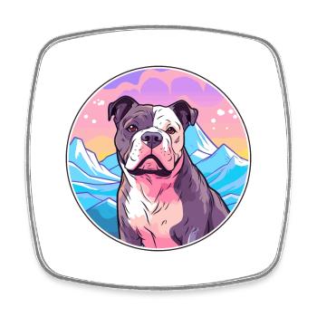 American Bully chien race dessin animé Kawaii aquarelle - Magnet carré - blanc - Devant