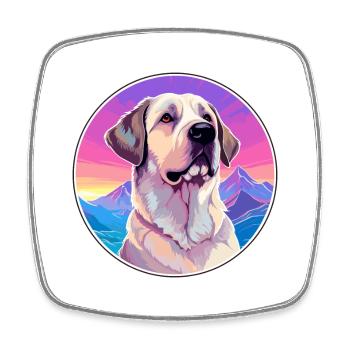 Anatolian Shepherd Dog Breed Cartoon Kawaii Waterc - Square fridge magnet - white - Front