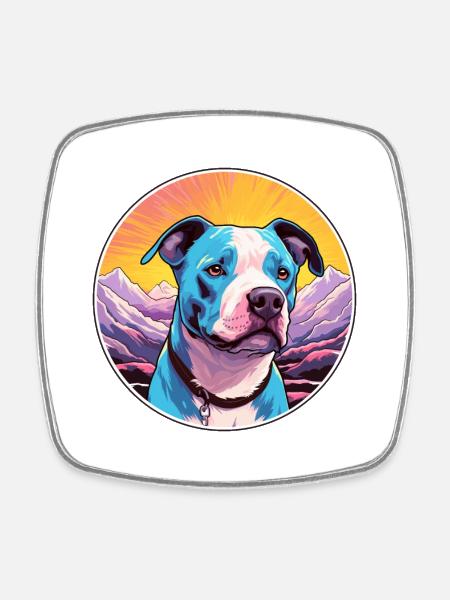American PitBull Terrier race de chien Cartoon Kawaii - Magnet carré - blanc