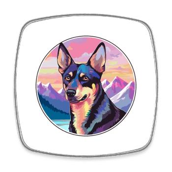 Australian Kelpie Dog Breed Cartoon Kawaii Waterco - Square fridge magnet - white - Front