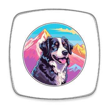 Baskischer Schäferhund Rasse Cartoon Kawaii Watercolo - Viereckiger Kühlschrankmagnet - Weiß - Vorne