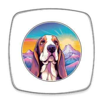Basset Hund Hund Rasse Cartoon Kawaii Aquarell - Viereckiger Kühlschrankmagnet - Weiß - Vorne