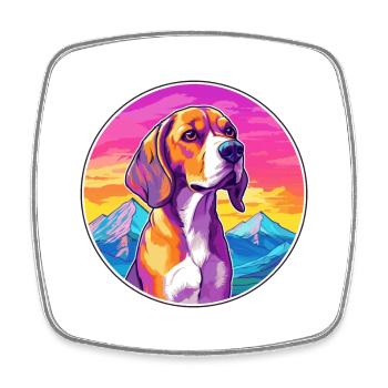 BeagleHarrier Dufthund Hund Rasse Cartoon Kawaii - Viereckiger Kühlschrankmagnet - Weiß - Vorne