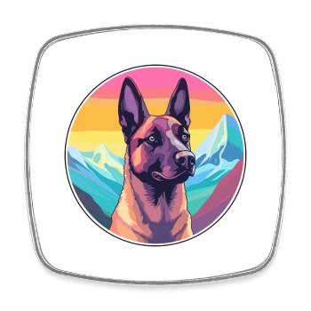 Belgischer Malinois Hunderasse Cartoon Kawaii Watercol - Viereckiger Kühlschrankmagnet - Weiß - Vorne