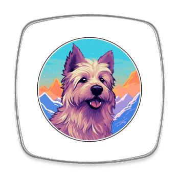 Berger Picard Hunderasse Cartoon Kawaii Aquarell - Viereckiger Kühlschrankmagnet - Weiß - Vorne