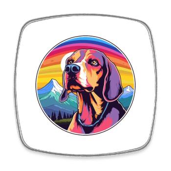 Amerikanisch Englisch Coonhound Hunderasse Cartoon Kawai - Viereckiger Kühlschrankmagnet - Weiß - Vorne