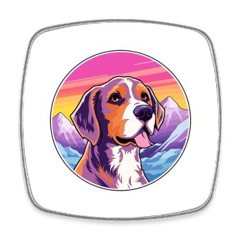 Chien de chasse andalou race de chien dessin animé Kawaii Watercol - Magnet carré - blanc - Devant
