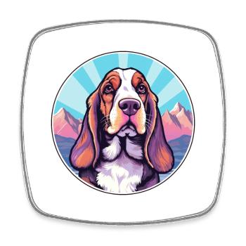Basset Bleu De Gascogne Dog Breed Cartoon Kawaii W - Square fridge magnet - white - Front