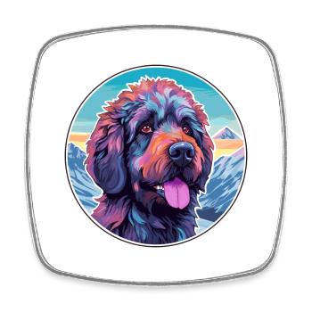 Barbet Dog Breed Cartoon Kawaii Watercolor - Square fridge magnet - white - Front