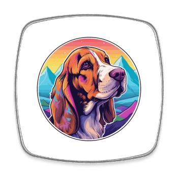 Basset Fauve De Bretagne Dog Breed Cartoon Kawaii - Square fridge magnet - white - Front