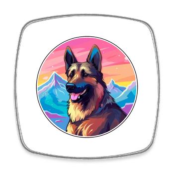 Belgian Shepherd Malinois Dog Breed Cartoon Kawaii - Square fridge magnet - white - Front