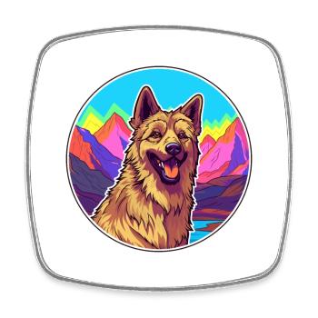 Belgischer Schäferhund Laekenois Hunderasse Cartoon Kawai - Viereckiger Kühlschrankmagnet - Weiß - Vorne