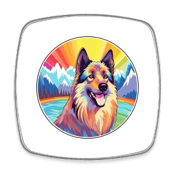 Belgische Tervuren-Hunderasse Karikatur Kawaii Watercol - Viereckiger Kühlschrankmagnet - Weiß - Vorne