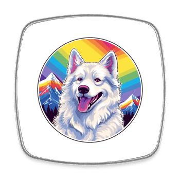 Berger Blanc Suisse Hunderasse Karikatur Kawaii Wasser - Viereckiger Kühlschrankmagnet - Weiß - Vorne