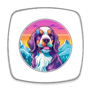 Billy Dog Breed Cartoon Kawaii aquarelle - Magnet carré - blanc - Devant