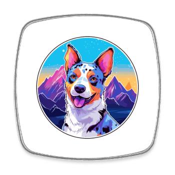 Blauer Heeler Hunderasse Cartoon Kawaii Aquarell - Viereckiger Kühlschrankmagnet - Weiß - Vorne