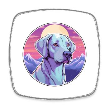Bleu dentelle chien race dessin animé Kawaii aquarelle - Magnet carré - blanc - Devant
