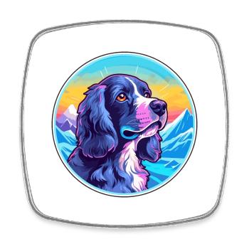 Blaue Picardie Spaniel Hunderasse Cartoon Kawaii Wate - Viereckiger Kühlschrankmagnet - Weiß - Vorne