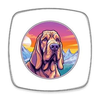 Bluthund Hunderasse Cartoon Kawaii Aquarell - Viereckiger Kühlschrankmagnet - Weiß - Vorne