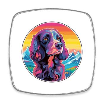 Boykin Spaniel Dog Breed Cartoon Kawaii Watercolor - Square fridge magnet - white - Front