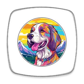 Armenische Gampr Hunderasse Karikatur Kawaii Aquarell - Viereckiger Kühlschrankmagnet - Weiß - Vorne