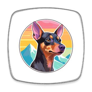 Austrian Pinscher Dog Breed Cartoon Kawaii Waterco - Square fridge magnet - white - Front