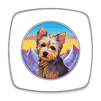 Australian Silky Terrier Dog Breed Cartoon Kawaii - Square fridge magnet - white - Front