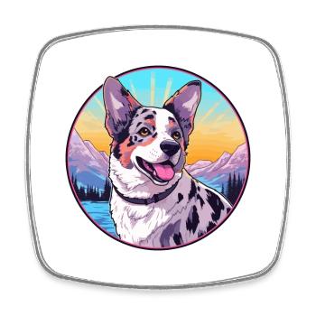 Australischer Stumpy Tail Cattle Dog Rasse Cartoon Ka - Viereckiger Kühlschrankmagnet - Weiß - Vorne