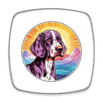 Auvergne Pointer Dog Breed Cartoon Kawaii Watercol - Square fridge magnet - white - Front