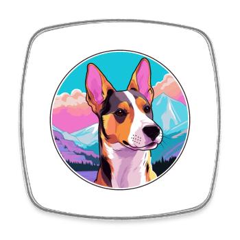 Basenji Hunderasse Cartoon Kawaii Aquarell - Viereckiger Kühlschrankmagnet - Weiß - Vorne