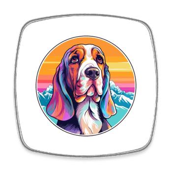 Basset Artesien Normand Dog Breed Cartoon Kawaii W - Square fridge magnet - white - Front