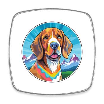 Bavarian Mountain Hound Dog Breed Cartoon Kawaii W - Square fridge magnet - white - Front