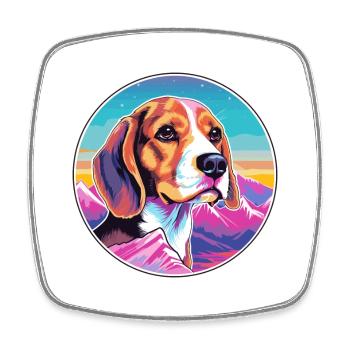 Beagle Small Scent Hound Dog Breed Cartoon Kawaii - Square fridge magnet - white - Front