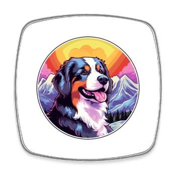 Berner Laufhund Hunderasse Cartoon Kawaii Watercolo - Viereckiger Kühlschrankmagnet - Weiß - Vorne
