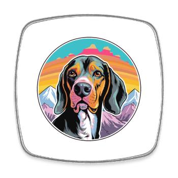 Schwarz und braun Virginia Foxhound Hunderasse Karikatur - Viereckiger Kühlschrankmagnet - Weiß - Vorne