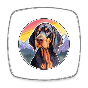 Noir et Tan Coonhound chien race Cartoon Kawaii W - Magnet carré - blanc - Devant