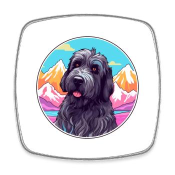 Terrier Russe Noir Race De Chien Cartoon Kawaii Wat - Magnet carré - blanc - Devant