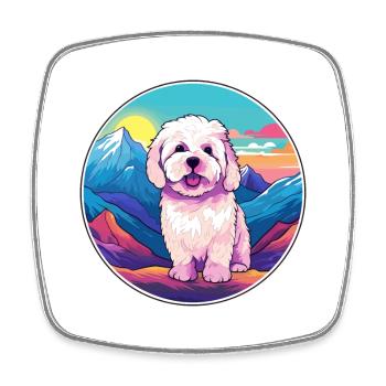 Bolognese Hunderasse Cartoon Kawaii Aquarell - Viereckiger Kühlschrankmagnet - Weiß - Vorne