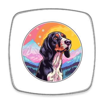 Bluetick Coonhound Dog Breed Cartoon Kawaii Waterc - Square fridge magnet - white - Front