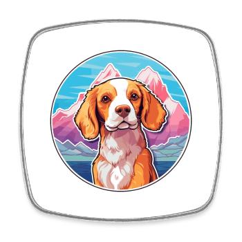 Épagneul breton chien race dessin animé Kawaii Watercol - Magnet carré - blanc - Devant