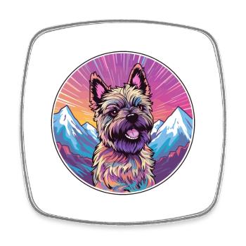 Cairn Terrier chien race dessin animé Kawaii aquarelle - Magnet carré - blanc - Devant