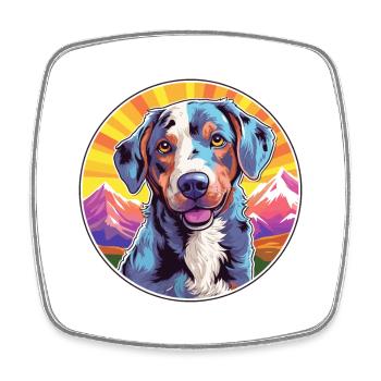 Catahoula Cur chien race dessin animé Kawaii aquarelle - Magnet carré - blanc - Devant