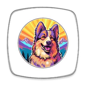 Bohemian Shepherd Dog Breed Cartoon Kawaii Waterco - Square fridge magnet - white - Front
