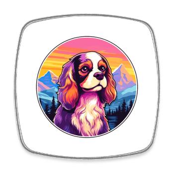 Cavalier King Charles Spaniel Dog Breed Cartoon Ka - Square fridge magnet - white - Front