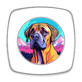 Boerboel chien race dessin animé Kawaii aquarelle - Magnet carré - blanc - Devant