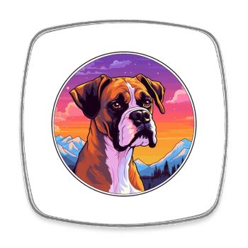 Boxer Hund Rasse Cartoon Kawaii Aquarell - Viereckiger Kühlschrankmagnet - Weiß - Vorne
