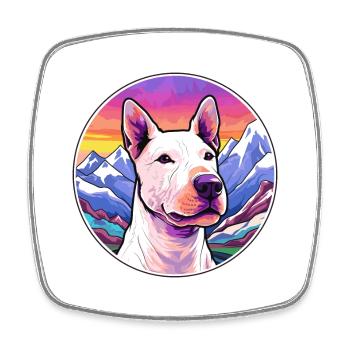 Bull Terrier chien race dessin animé Kawaii aquarelle - Magnet carré - blanc - Devant